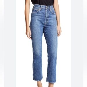 Agolde 90s Pinch Waist High Rise Kick, Size 26, classic blue wash, 100% cotton